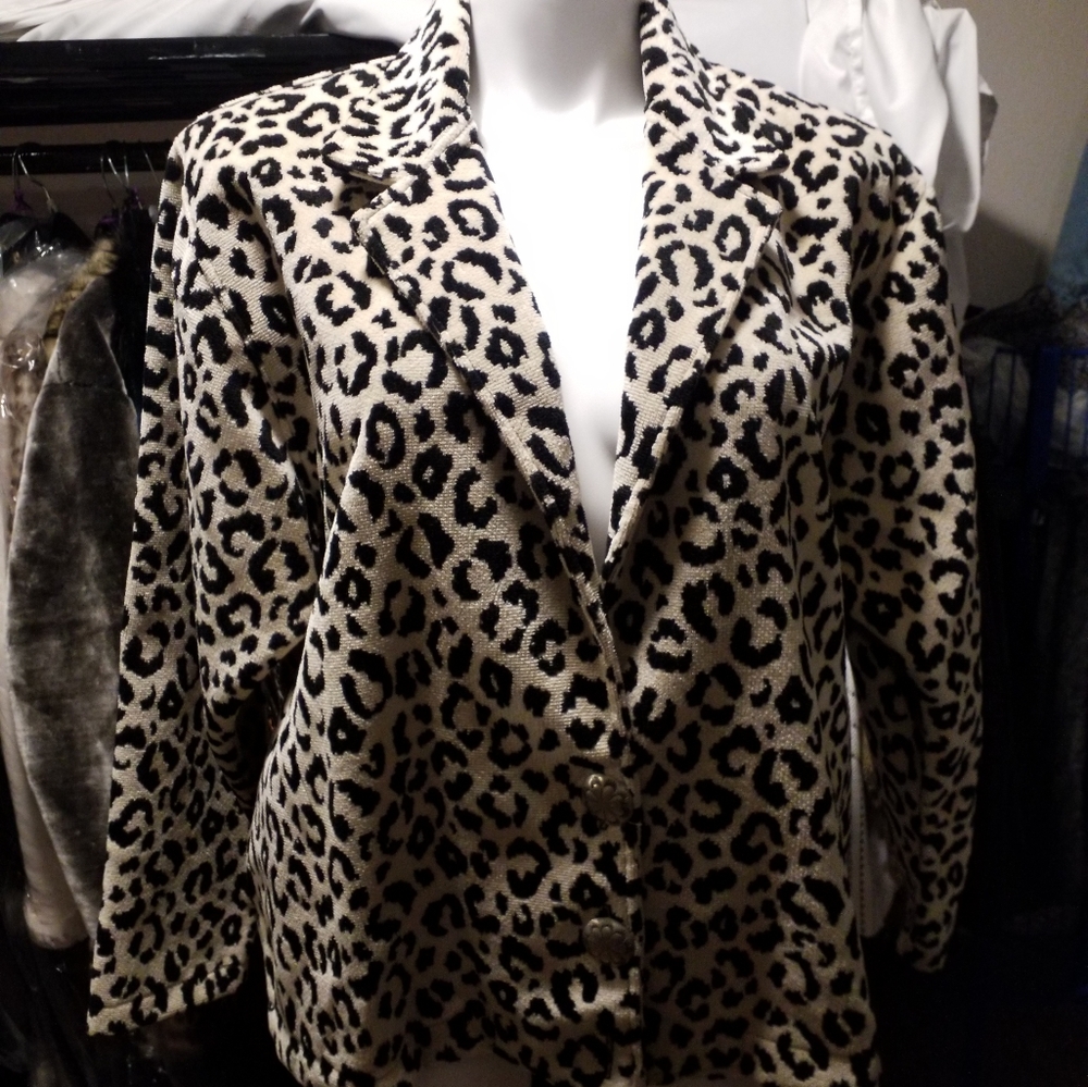 Leopard print corduroy jacket